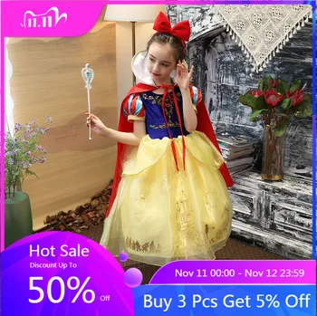 

Snow White Dress Disguise Halloween Girl Costume Summer Kids Christmas Princess Cosplay Birthday Party Fancy Short Clothing