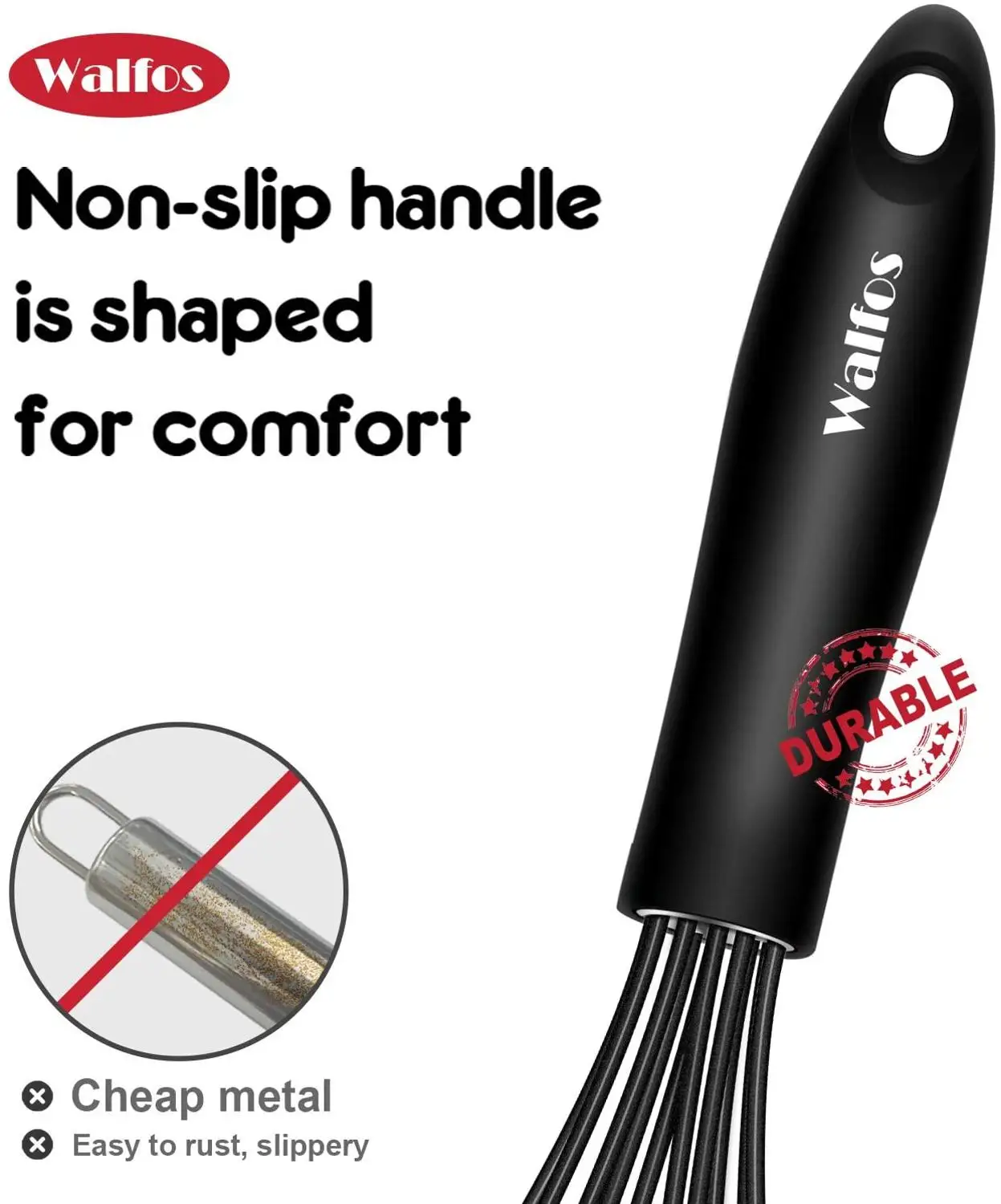 WALFOS Stainless Steel Non Stick Manual Milk Frother Egg Beater Whisk Cake Baking Dough Mixer Cream Blender Kitchen Accessories
