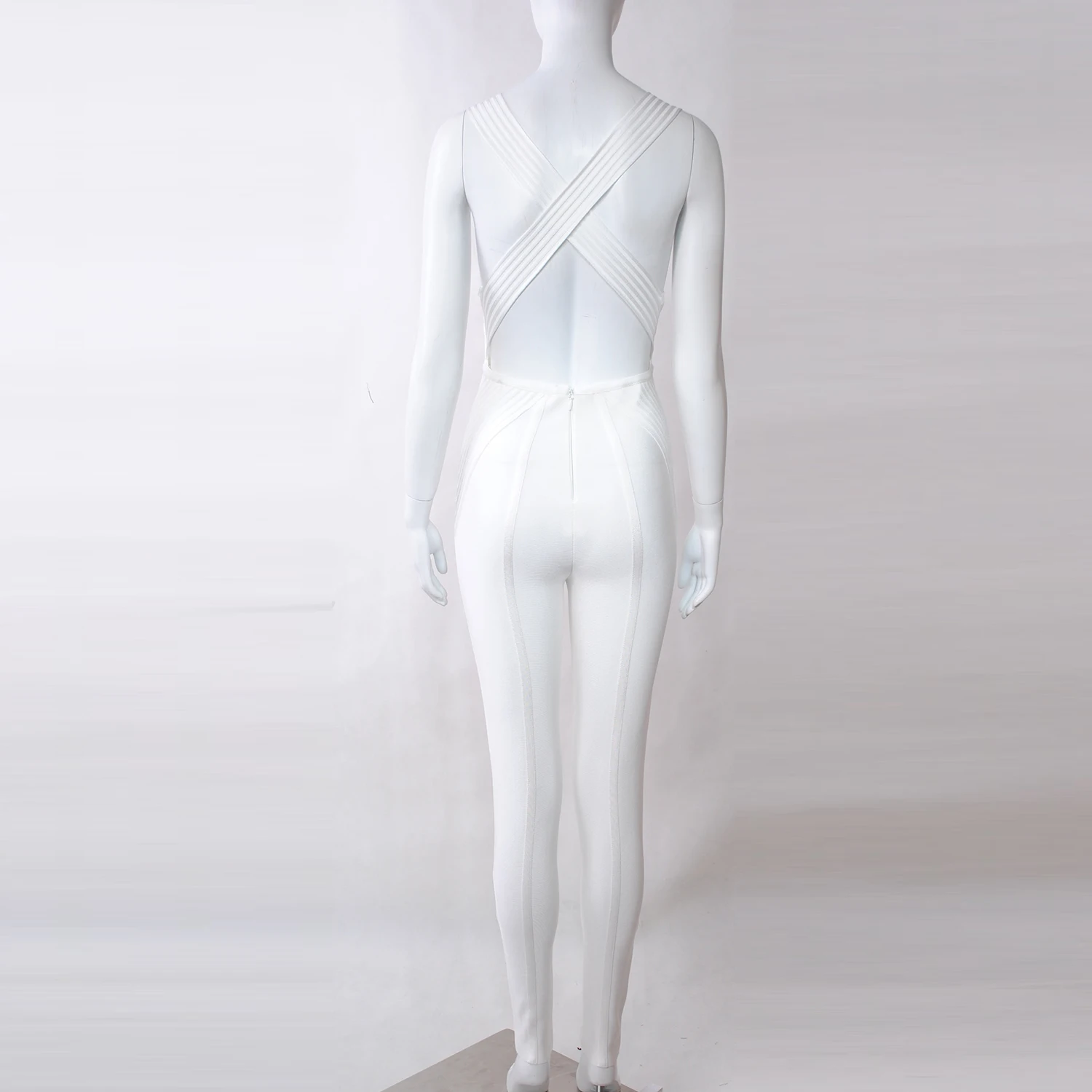 MEQEISS, новинка, летний бандажный комбинезон, комбинезоны, Vestidos Verano, сексуальный белый комбинезон без рукавов с глубоким v-образным вырезом, вечерние комбинезоны знаменитостей