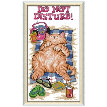 

Do not disturb lazy cat counted printed on the canvas 11CT 14CT DIY kit Cross Stitch embroidery needlework Sets home decor