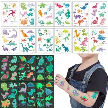 1pcs Waterproof Face Cartoon Color Luminous Body Tattoo Reward Sticker Tyrannosaurus Tattoo Temporary