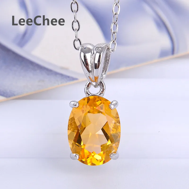 Кулон LeeChee из 100% натурального цитрина ювелирное изделие серебра 925 пробы 7*9 мм