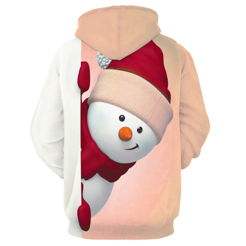 Мужские толстовки, новинка, 3D Рисунок снеговика, Рождественский пуловер, толстовка, мужская толстовка с капюшоном и длинным рукавом, топы размера плюс M-7XL