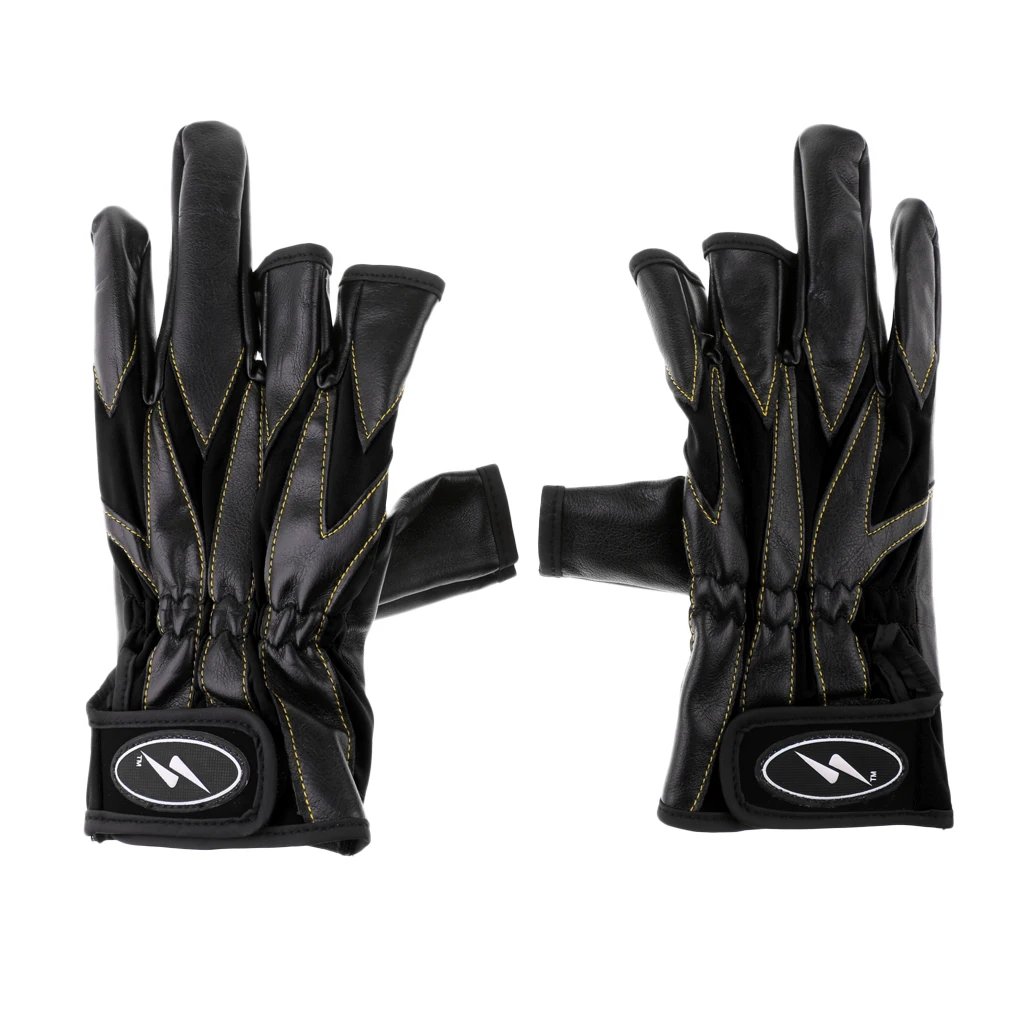 

1 Pair Waterpoof 3 Cut Finger Fishing Gloves Hunting Shooting Ati-Slip PU Leather Fishing Equipment