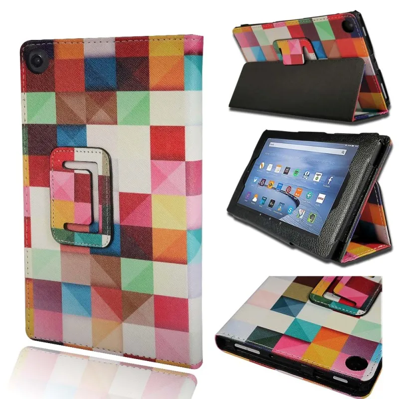 Rainbow Square KK& LL для Amazon Fire 7(5th/7th/9th поколения, выпуска)-умный планшет Магнитный кожаный чехол-книжка с подставкой - Цвет: Rainbow Square