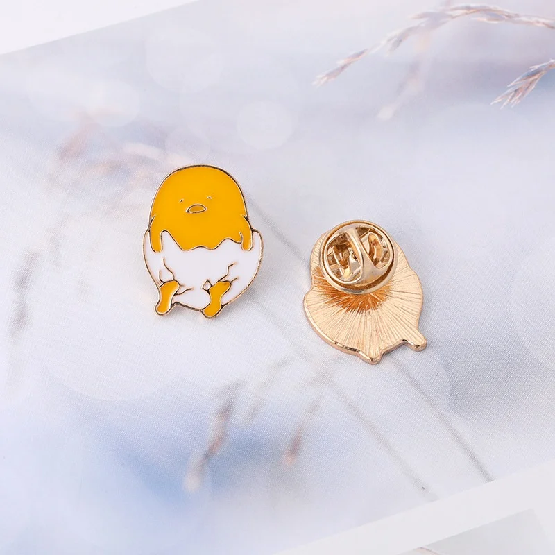 SONGDA Cute Gudetama Lazy Eggs Эмаль Булавка модная шляпа рубашка воротник и сумка Украшение Цепи Броши подарок мультфильм аниме аксессуары - Окраска металла: Style 4