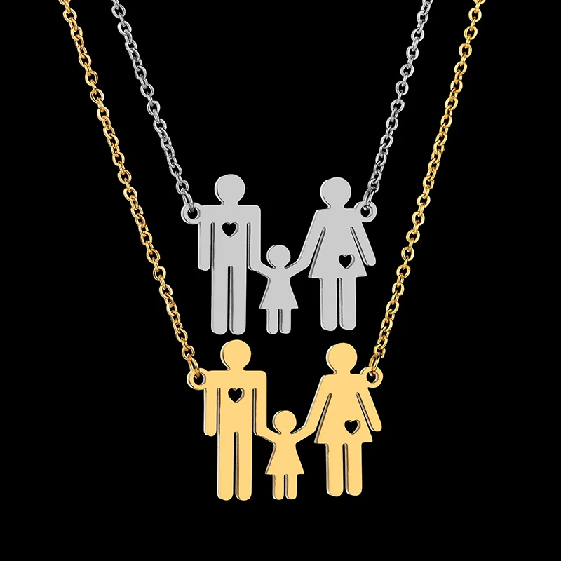 Auxauxme 11 видов стилей, простое семейное ожерелье с подвеской из нержавеющей стали, для папы, мамы, девочки, мальчика, семейное ожерелье для женщин и мужчин - Окраска металла: N671