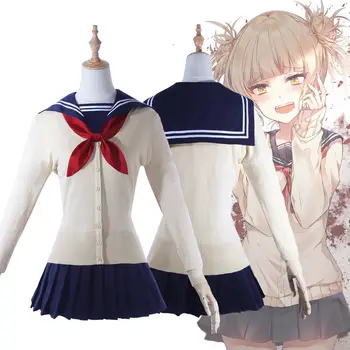 

New My Hero Academia Himiko Toga Outfit JK Sailor School Uniform Costume Dress Sweater Cosplay Set Academy Uniform Holloween