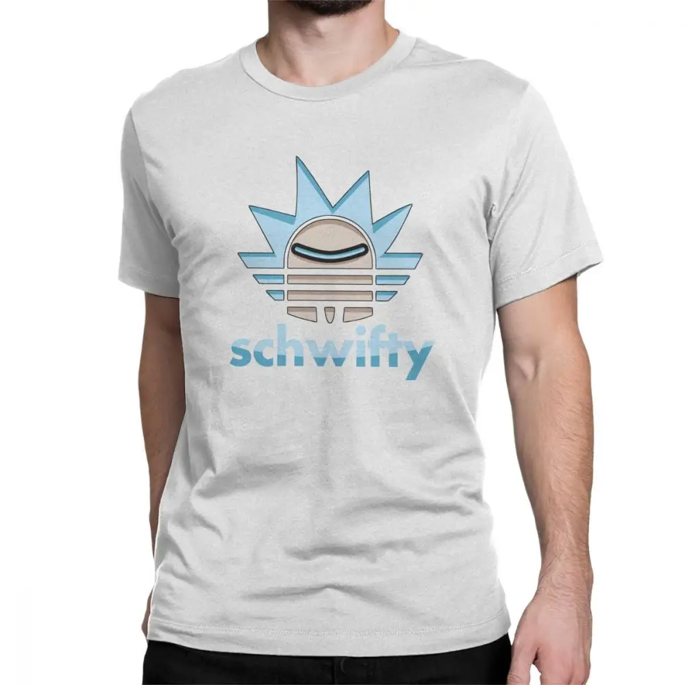 Мужские футболки Рик и Морти Schwifty, повседневные топы с круглым вырезом и короткими рукавами, футболки из чистого хлопка, футболки больших размеров - Цвет: White