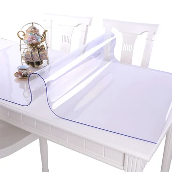 

Soft Glass PVC Tablecloth Waterproof Anti-hot Table Cloth Transparent Table Mats Plastic Pads Crystal Plate Coffee Table Cover