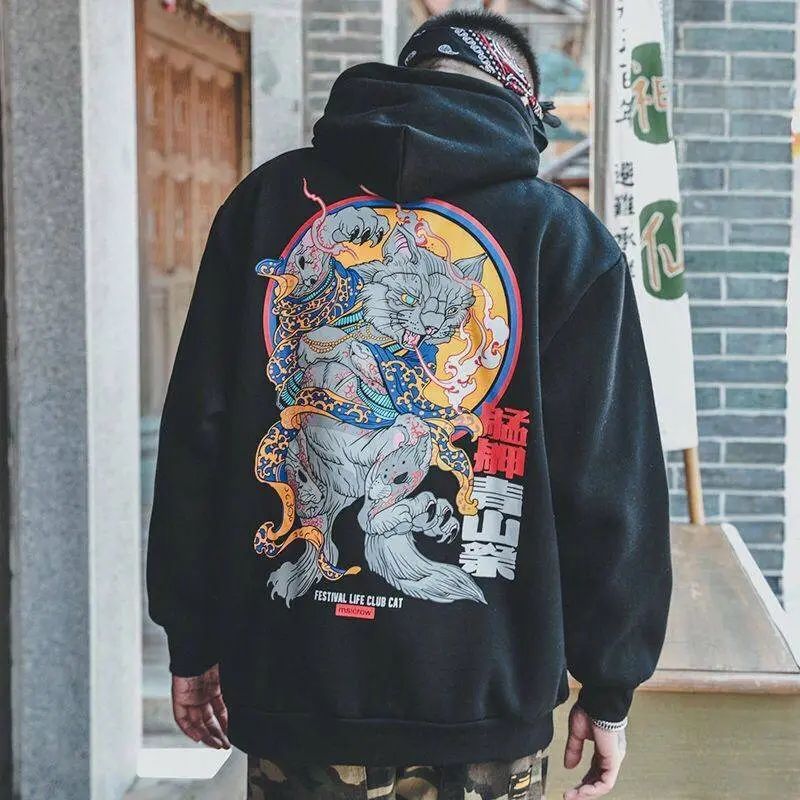 Sudadera con capucha de estilo Hip Hop para hombre y ropa de calle informal japonesa, Jersey holgado, estilo Rock Harajuku, Devil - Ropa de hombre
