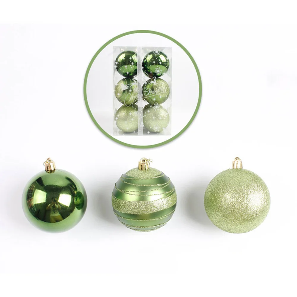 12pcs 8cm New Year Christmas Tree Ball Baubles Hanging Ornament Xmas Home Wedding Decoration Festive Supply Ornament - Цвет: Green