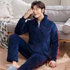 Men's Pajamas Winter Three-layer Quilted Plus Velvet Thick Coral Fleece Suit Flannel Warm Home Service Autumn and Winter Fashion ► Photo 2/5