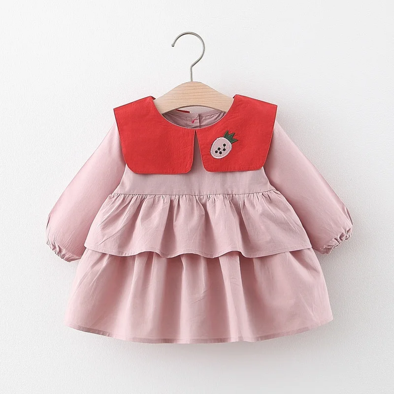 Весеннее платье для девочек детские Многослойные Детские платья принцессы г. Повседневные платья с ананасом и длинными рукавами для малышей S10350 - Цвет: Pink