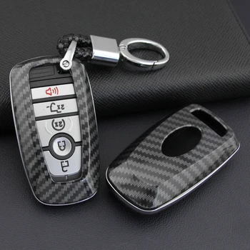 

For New Ford Fusion F-150 Mustang Explorer Ranger Edge Ecosport Carbon Fiber Smart Key Fob Chain Hard Shell Cover Case