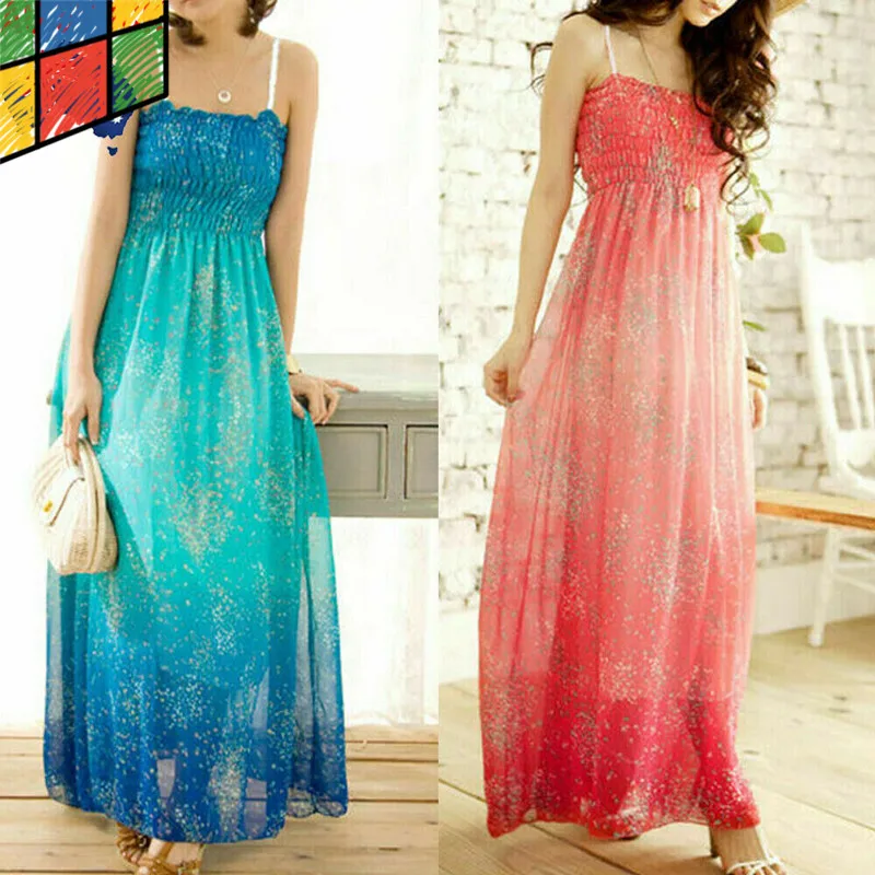 Women's Dress 2020 Summer New Floral Print Boho Long Maxi Dress Sleeveless Spaghetti Strap Party Beach Sundress Female Vestitos Women's Dress 2020 Summer New Floral Print Boho Long Maxi Dress Sleeveless Spaghetti Strap Party Beach Sundress Female Vestitos