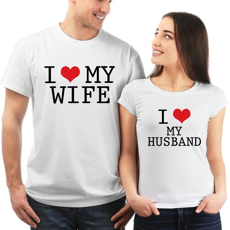 Pstyle/парная футболка для мужчин и женщин с надписью I Love My Husband Wife модные парные