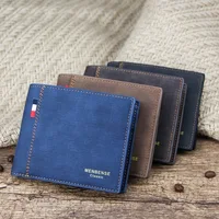 Men's Wallet Money Bag Solid Color Leather Business Short Wallet Famous Vintage Male Wallets Purse 1