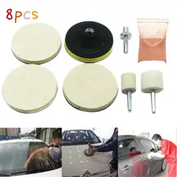 8 pces para o carro suv pára brisa dianteiro/traseiro janela reparação de vidro polimento scratch remoção kit ferramenta