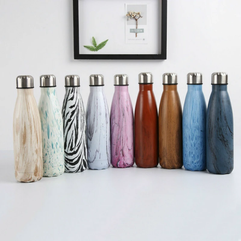 

500ML Creativity Stainless Steel Water Bottle Vacuum Insulated Flask Thermal Sport Chilly Hot Cold Creative Mug Marble Head Cup