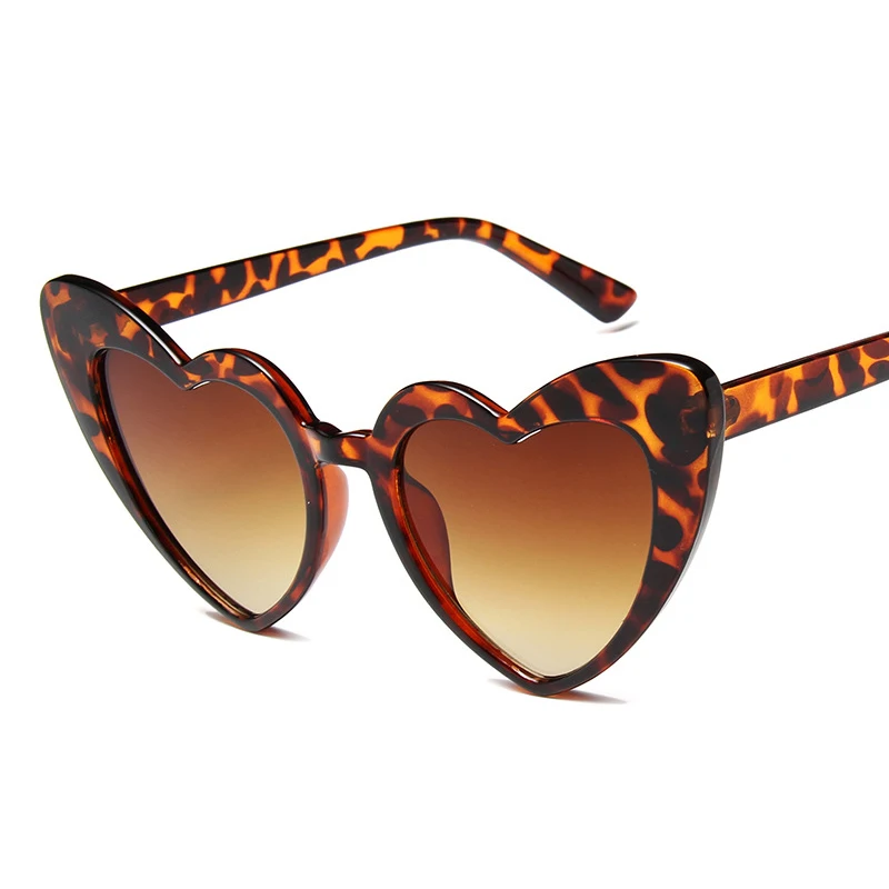 RBRARE, розовые солнцезащитные очки с сердечком, для женщин, высокое качество, металлические шарниры, очки, сексуальные Винтажные Солнцезащитные очки «кошачий глаз», Оттенки для женщин - Lenses Color: Leopard Tea
