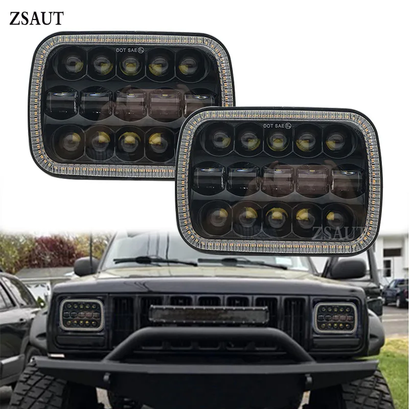 2 шт. квадратный 7x6 5X7 дюймов светодиодный фары с высоким низким лучом H6054 6054 фонарь