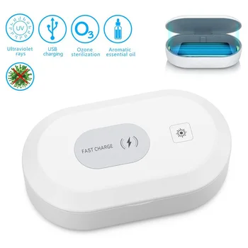 

2020 New LED UV Sterilizer Box 15W Fast Wireless Charger For Mobile Phone Watch Mask Sterilizer Storage Box UV Disinfection Box