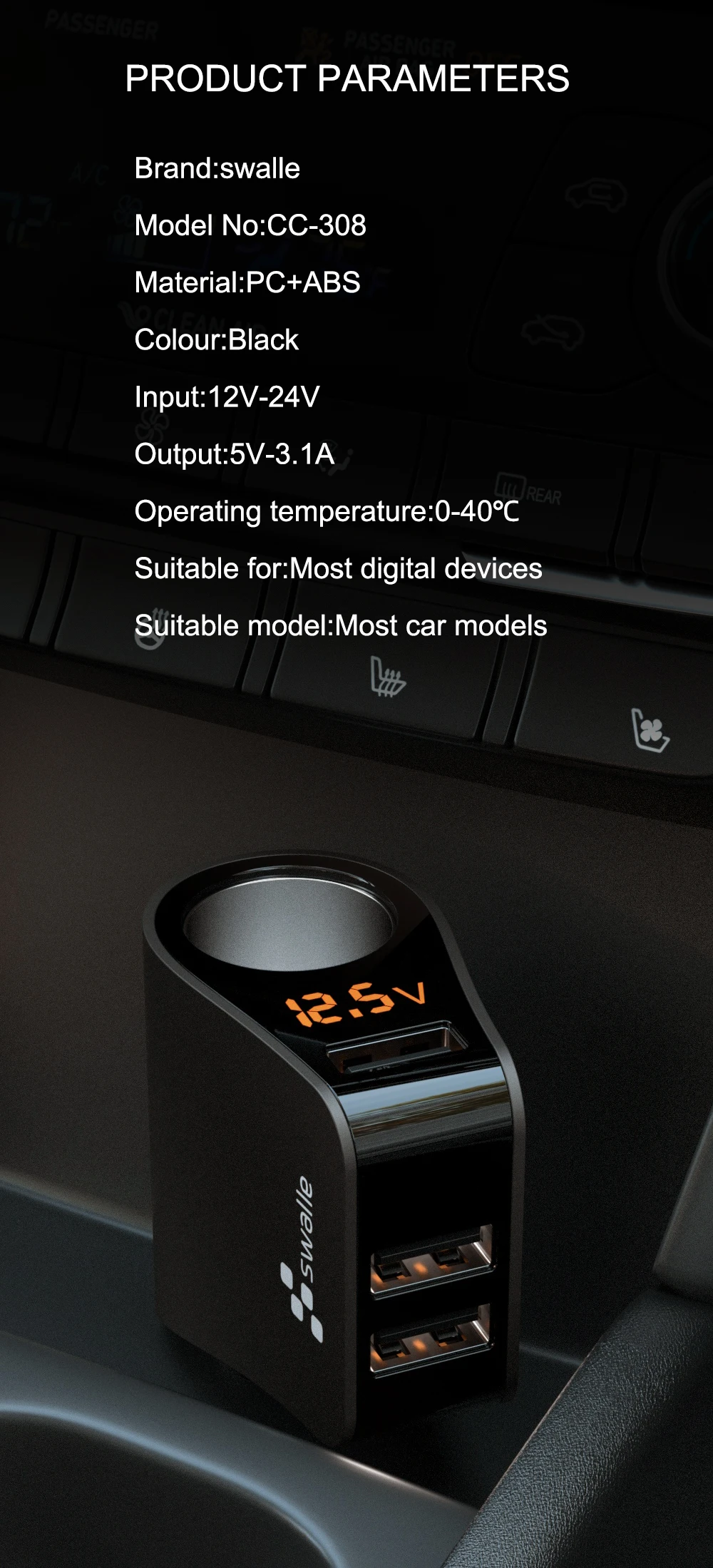 Swalle Quick Charge 3 USB Автомобильное зарядное устройство s портативное 5V 3.1A gps автомобильное зарядное устройство для iPhone samsung Xiaomi iPad USB зарядное устройство адаптер