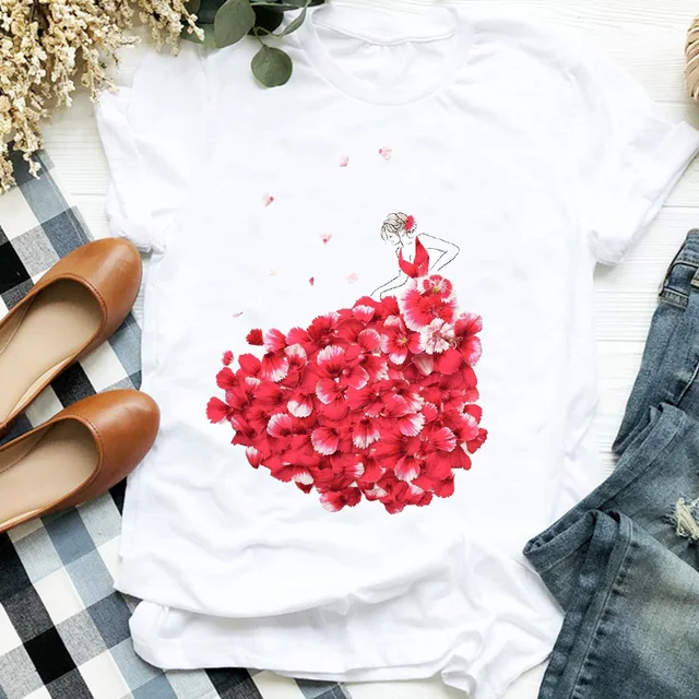 사무실용 우아한 꽃무늬 티셔츠