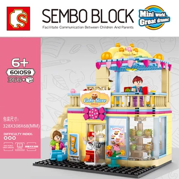 

Cake Dessert shop Mini Streetscape series Building Blocks Bricks Compatible with legoinset Model toys Sembo 601059