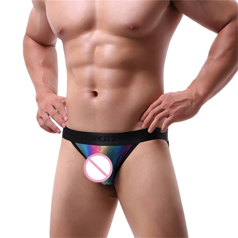 sexy panties Men's Sexy Breathable Underwear Transparent See Through Shorts Hot Lip Print Underpants сексуальное белье #3S24 (1)