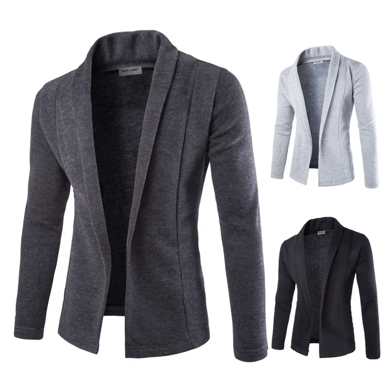 Acheter OPK – Cardigan à manches longues pour homme, solide, décontracté, coupe ajustée, tricot pas chere