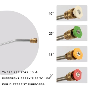

New Adjustable Angle Sprayer Curved Rod Washer High Pressure Car Wash Jet Lance For Karcher K Series With 4 Nozzle Tips