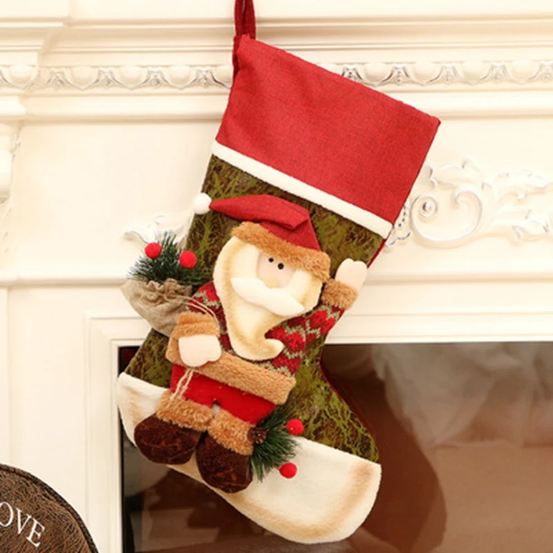 Высококачественные рождественские чулки; рождественские подарки для девочек и детей; креативные носки; подарочные сумки; рождественские украшения - Цвет: Черный