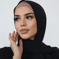 Abaya – foulard Hijabs doux pour femmes musulmanes, châle en Jersey de coton uni, Turban Long, bandeau enveloppant pour la tête hijab femme musulman echarpe luxe bandana noir turban femme bandeau hijab bandeau cheveux 4