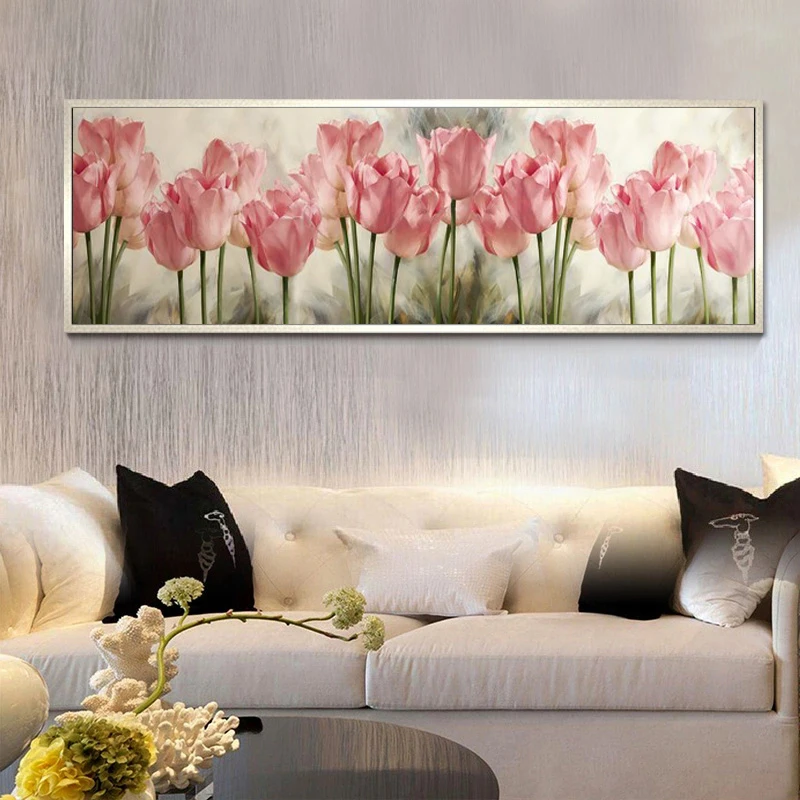 Полностью сдедай сам Diy Бриллиантовая украшающая Картина Набор стразов Розовый тюльпан красивый цветок пейзажа мозаичная картина украшения как подарок хобби