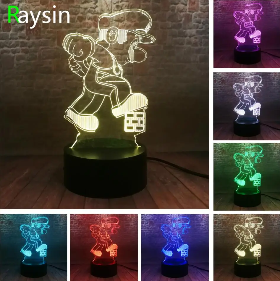 Style 6 11 вариантов 3D светодиодный Марио Моделирование Супер Марио Bros Yoshi лампа 7 цветов изменить ночные огни Мальчики Рождество фестиваль День рождения игрушки подарок - Испускаемый цвет: Style 6