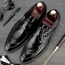 Hot Sales Handmade Male Monk Shoe Fashion Wedding Office Hasp Formal Shoes Men Genuine Leather Flat Crocodile Shoes