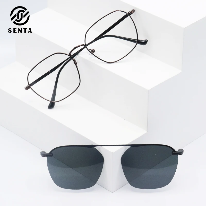 

SENTA Magnet Sunglasses Clip Eyeglass Frames Fashion Polarization Mens Sunglasses Full Rim Prescription Glasses Light Luxury Men