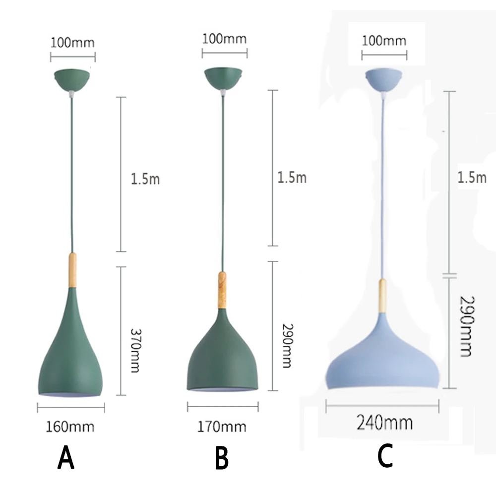 Baratos Lustre multicolor luces colgantes restaurante iluminación colgante de madera accesorios de iluminación de cocina moderna lámpara colgante E27 LED
