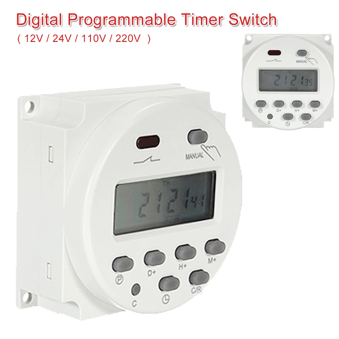

Digital Microcomputer 7Days Weekly Programmer Electronic Timer SwitchTime Relay 1Min to 168H Built-in Battery 12V/24V/110V/220V