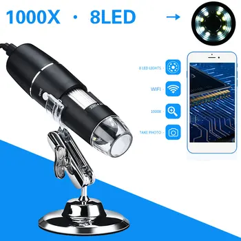 

Portable Digital Microscope Monitoring Waterproof Real-Time Video WIFI 8 Led Lights USB Inspection Camera Mobile Phones