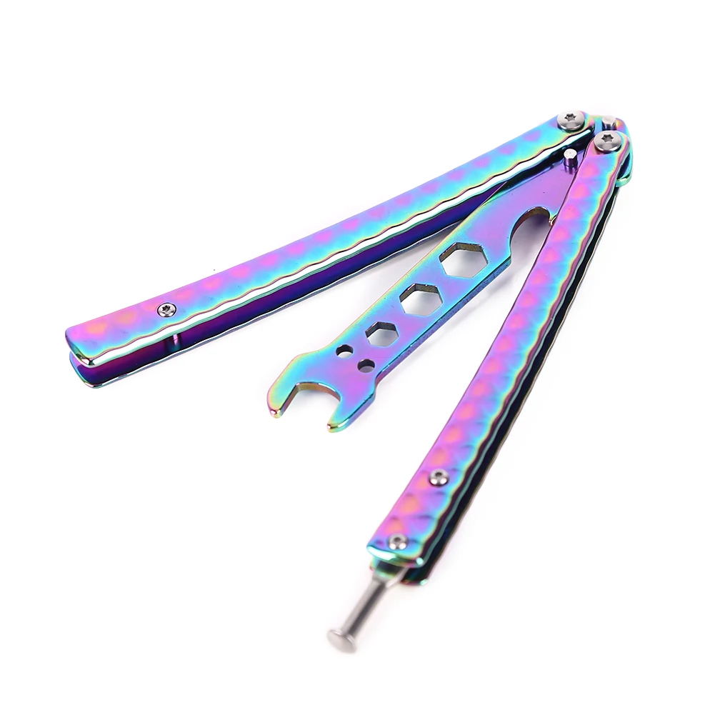 Metal Folding Balisong Trainer Wrench Butterfly Knife Beer Bottle Opener Tool Outdoor Camping prop Tool New
