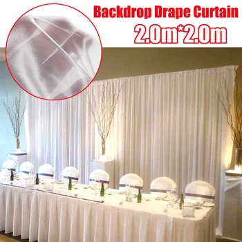 

2*2M Wedding Party Backdrop Curtain Drapes White Silk Cloth Background Draping