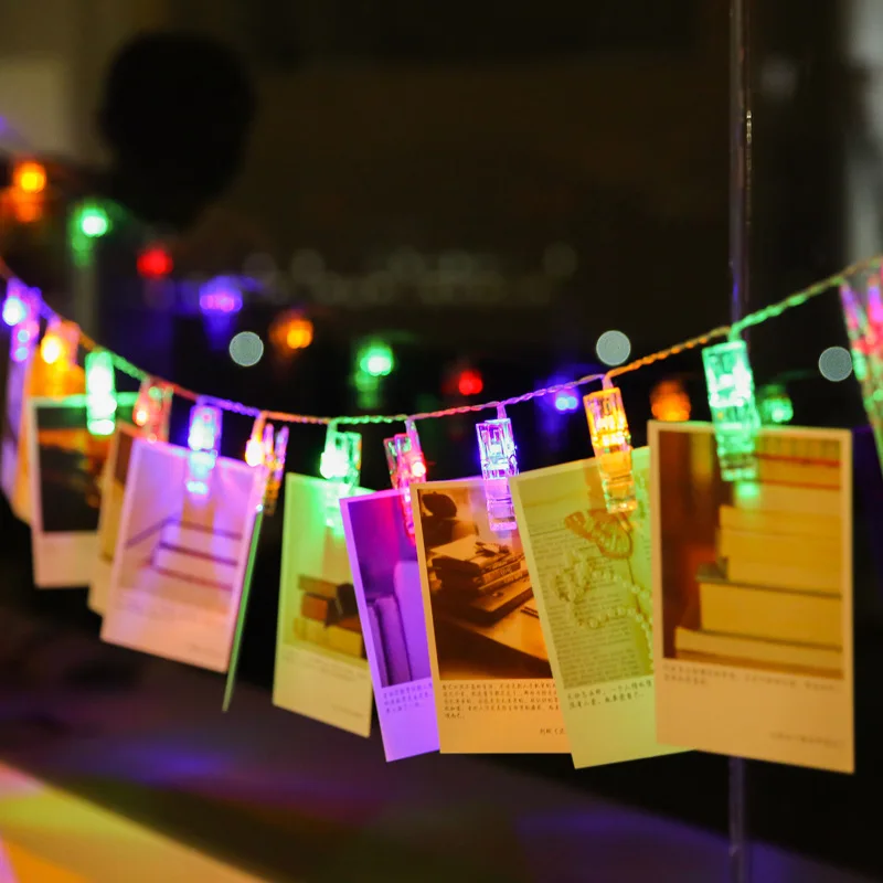 

Manufacturers Direct Selling LED Battery Box Clip Lighting Chain Photo Wall Clip Battery Light Creative Photo Gift USB Lighting