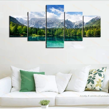 

HD Printed 5 Panel Mountain Forest Poster Nature Landscape Canvas Art Paintings Fog Forest Wall Decor Large Pictures Home Decor