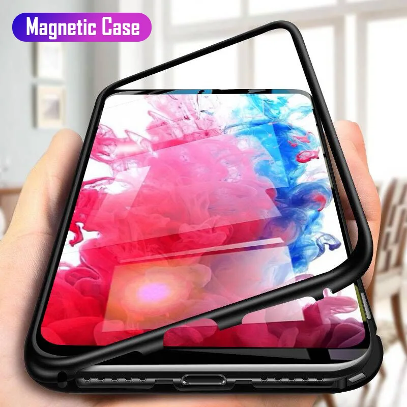 

Magnetic Adsorption Metal Case For Samsung Galaxy Note 10 S8 S9 S10 Plus S10E S7 Edge Note 8 9 Phone Tempered Glass Magnet Cover