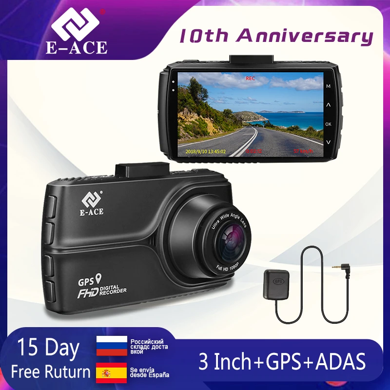 E-ACE B18 Dash Cam gps ADAS Автомобильный видеорегистратор Камера FHD 1080p Dashcam с камерой заднего вида 24H монитор парковки регистрационная видеокамера E-ACE B18 Dash Cam gps ADAS Автомобильный видеорегистратор Камера FHD 1080p Dashcam с камерой заднего вида 24H монитор парковки регистрационная видеокамера