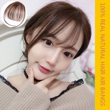

MUMUPI Short Front Air Bangs Clip In Bang Fringe Hair Extensions Straight Synthetic 100% Real Natural Hairpiece