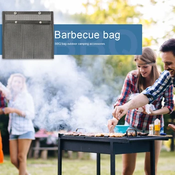 

Non-Stick Mesh Grilling Bag Heat Resistant BBQ Mat Outdoor Picnic Portable Barbecue Outdoor Camping Barbecue Tools